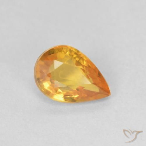 0.49ct Naturale Arancio Medio Zaffiro, Forma a pera, VVS-VS