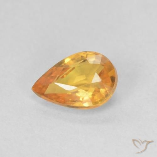 Zaffiro Arancio Medio naturale da 0.49 ct, Forma a pera, VVS-VS