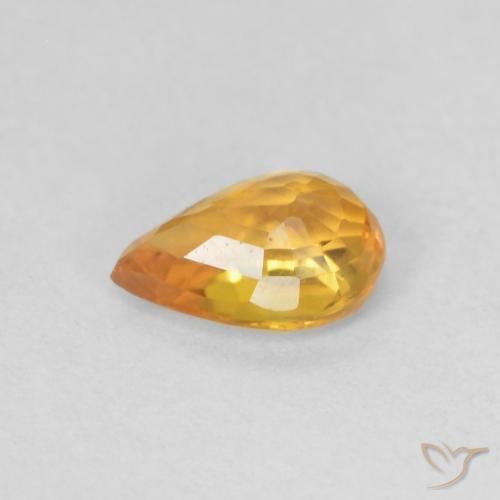Zaffiro Arancio Medio naturale da 0.49 ct, Forma a pera, VVS-VS