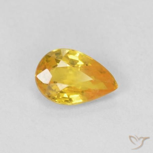 Zaffiro Arancio-Oro naturale da 0.43 ct, Forma a pera, VS
