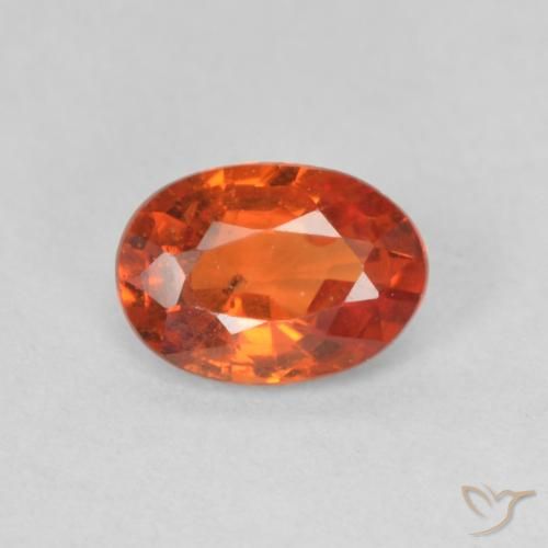 0.55ct Naturale Arancione rossastra Zaffiro, Ovale, VS