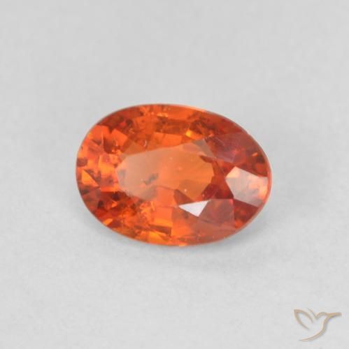 Zaffiro Arancione rossastra naturale da 0.55 ct, Ovale, VS