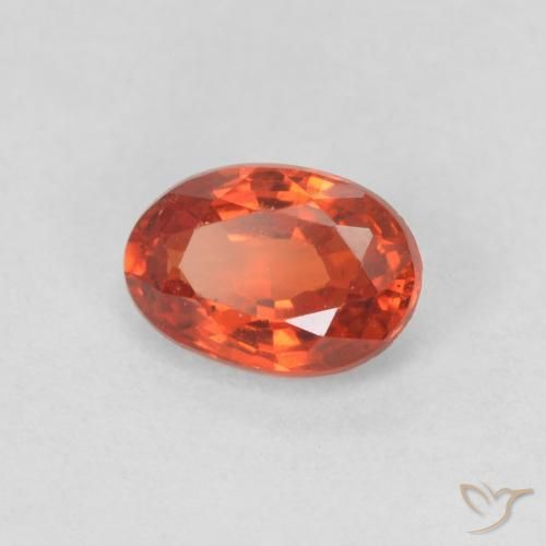 Zaffiro Arancione rossastra naturale da 0.55 ct, Ovale, VVS-VS