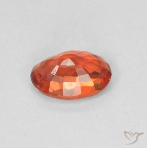Zaffiro Arancione rossastra naturale da 0.55 ct, Ovale, VVS-VS