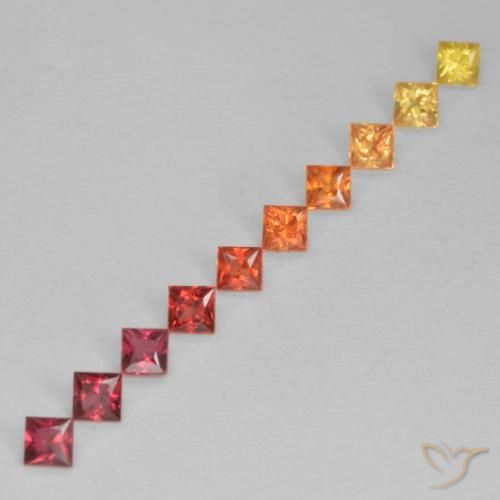 Gemme di Zaffiro Multicolore naturale da 0.97 ct, Quadrato, VS