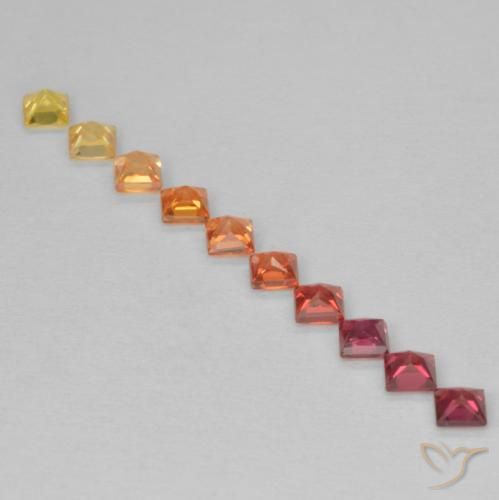 Gemme di Zaffiro Multicolore naturale da 0.97 ct, Quadrato, VS