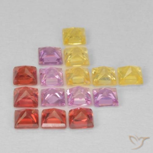 Gemme di Zaffiro Multicolore naturale da 1.61 ct, Quadrato, VS