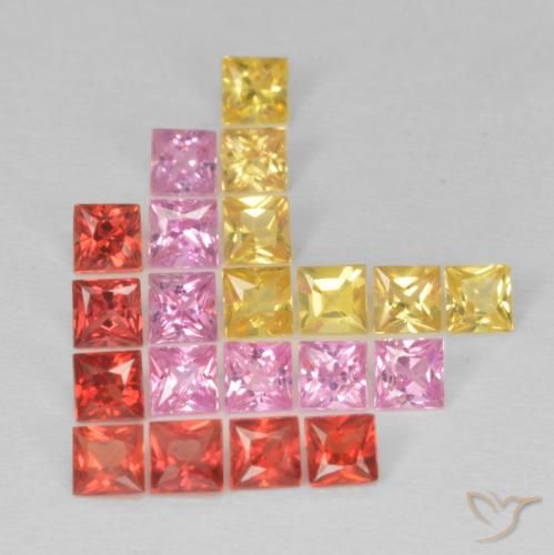 Gemme di Zaffiro Multicolore naturale da 1.95 ct, Quadrato, VS