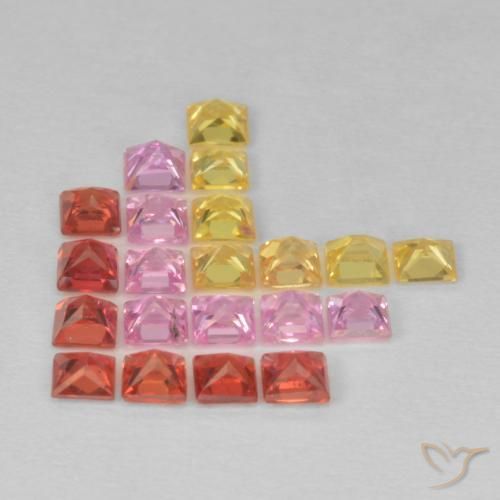 Gemme di Zaffiro Multicolore naturale da 1.95 ct, Quadrato, VS