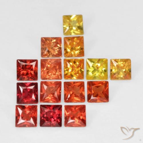 Gemme di Zaffiro Multicolore naturale da 1.33 ct, Quadrato, VS