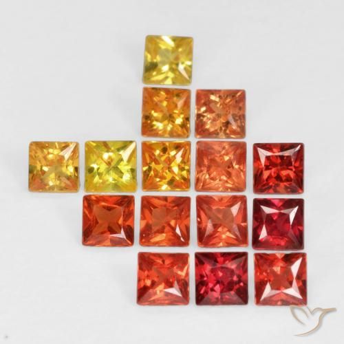 Gemme di Zaffiro Multicolore naturale da 1.33 ct, Quadrato, VS