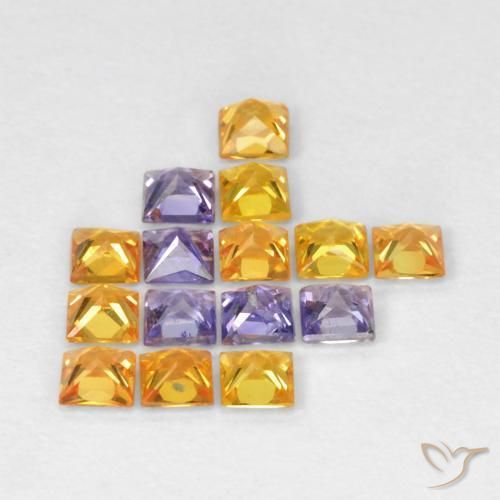 Gemme di Zaffiro Multicolore naturale da 1.09 ct, Quadrato, VS