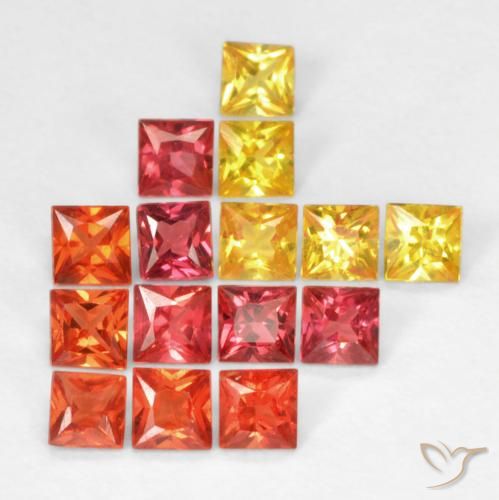 Gemme di Zaffiro Multicolore naturale da 1.35 ct, Quadrato, VS