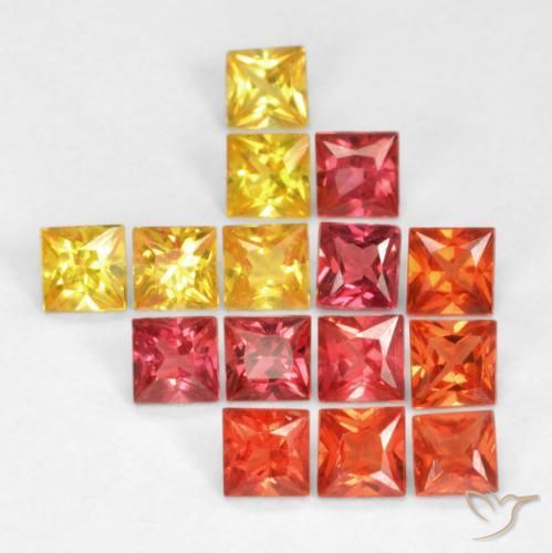 Gemme di Zaffiro Multicolore naturale da 1.35 ct, Quadrato, VS