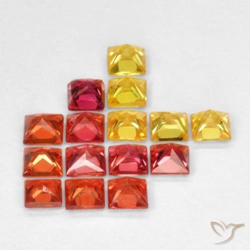 Gemme di Zaffiro Multicolore naturale da 1.35 ct, Quadrato, VS