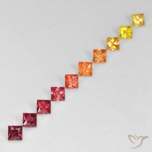 Gemme di Zaffiro Multicolore naturale da 0.94 ct, Quadrato, VS