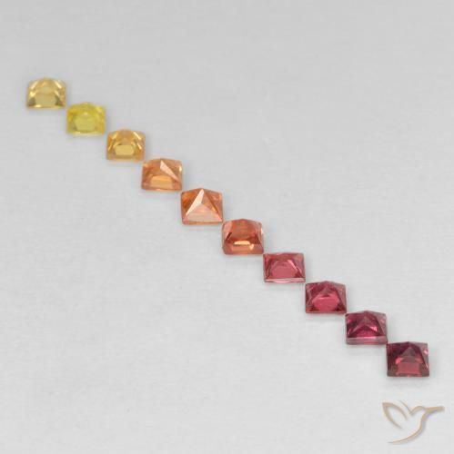 Gemme di Zaffiro Multicolore naturale da 0.94 ct, Quadrato, VS