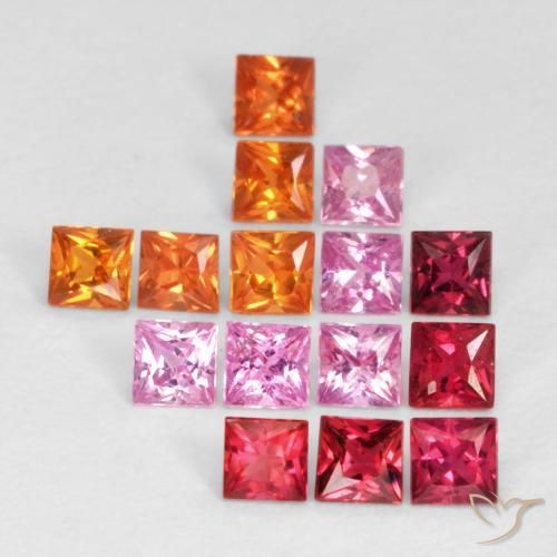 Gemme di Zaffiro Multicolore naturale da 1.64 ct, Quadrato, VS