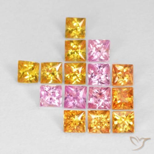 Gemme di Zaffiro Multicolore naturale da 1.29 ct, Quadrato, VS