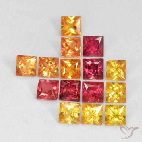 Gemme di Zaffiro Multicolore naturale da 1.24 ct, Quadrato, VS