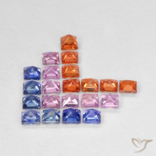 Gemme di Zaffiro Multicolore naturale da 1.49 ct, Quadrato, VS