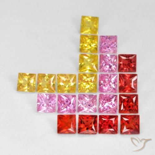 Gemme di Zaffiro Multicolore naturale da 2.14 ct, Quadrato, VS