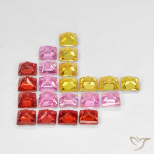 Gemme di Zaffiro Multicolore naturale da 2.14 ct, Quadrato, VS