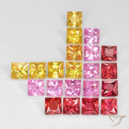 Gemme di Zaffiro Multicolore naturale da 1.98 ct, Quadrato, VS