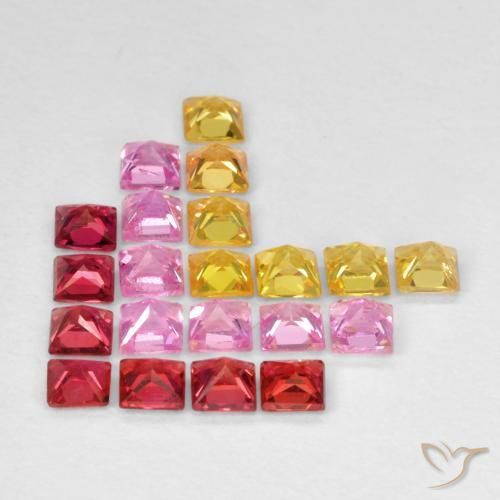 Gemme di Zaffiro Multicolore naturale da 1.98 ct, Quadrato, VS