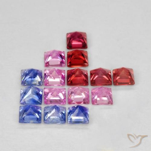 Gemme di Zaffiro Multicolore naturale da 1.58 ct, Quadrato, VS