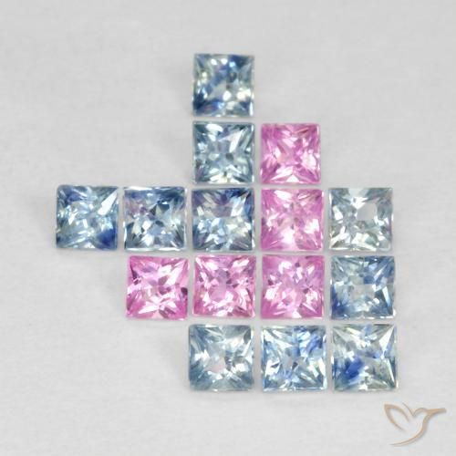 Gemme di Zaffiro Multicolore naturale da 1.78 ct, Quadrato, VS