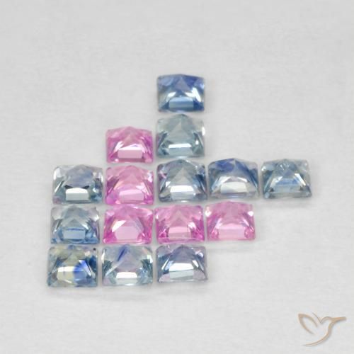 Gemme di Zaffiro Multicolore naturale da 1.78 ct, Quadrato, VS