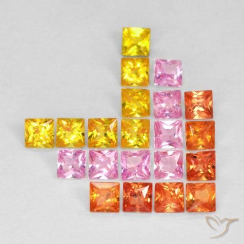Gemme di Zaffiro Multicolore naturale da 1.54 ct, Quadrato, VS