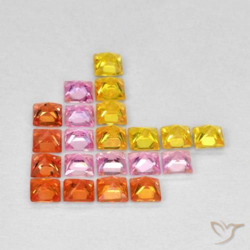 Gemme di Zaffiro Multicolore naturale da 1.54 ct, Quadrato, VS