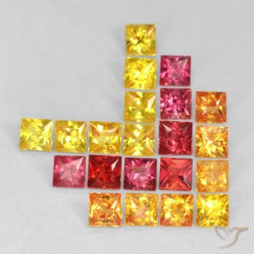 Gemme di Zaffiro Multicolore naturale da 1.99 ct, Quadrato, VS