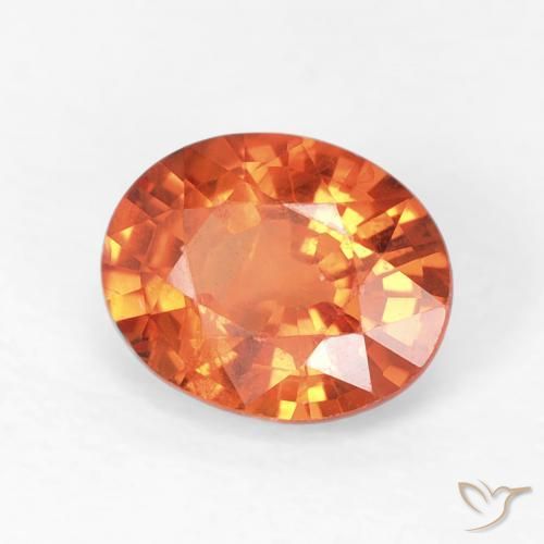 Zaffiro Arancia Fuoco naturale da 0.77 ct, Ovale, VS