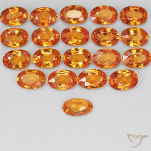 Zaffiro Arancione brillante naturale da 0.59 ct, Ovale, VVS-VS