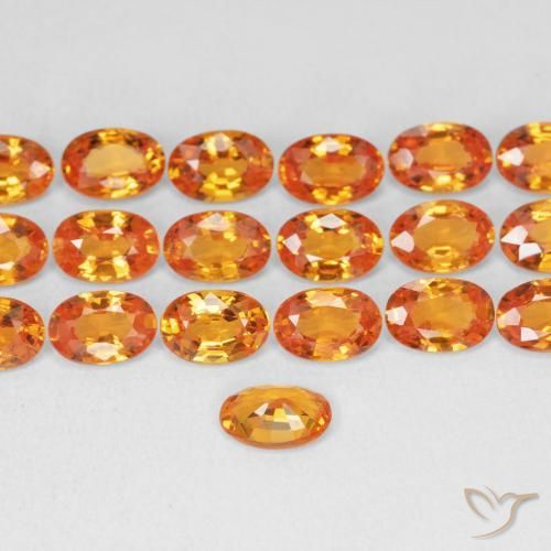Zaffiro Arancione rossastra naturale da 0.58 ct, Ovale, VVS-VS