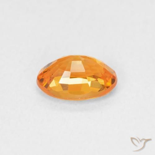 Zaffiro Arancione brillante naturale da 0.61 ct, Ovale, VVS-VS