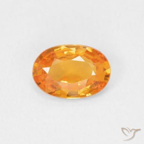 0.51ct Naturale Arancione brillante Zaffiro, Ovale, VVS-VS