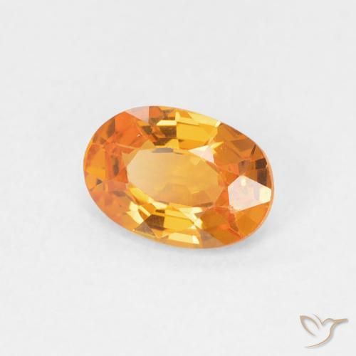 Zaffiro Arancione brillante naturale da 0.64 ct, Ovale, VVS-VS