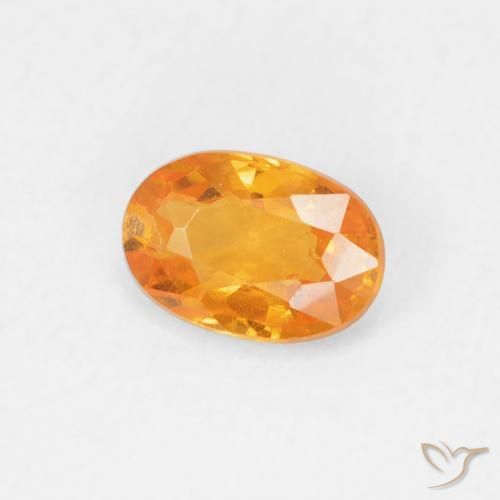 Zaffiro Arancione brillante naturale da 0.60 ct, Ovale, VS