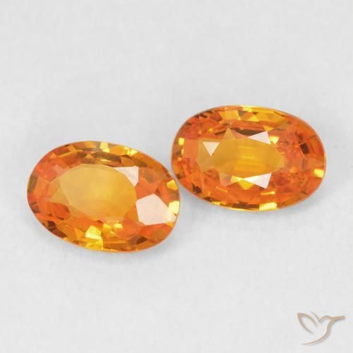 Gemme di Zaffiro Arancione Ambra naturale da 1.20 ct, Ovale, VVS-VS
