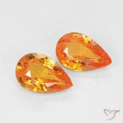 Gemme di Zaffiro Arancione brillante naturale da 0.90 ct, Forma a pera, VVS-VS