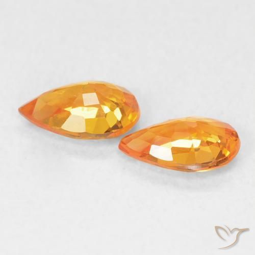 Gemme di Zaffiro Arancione brillante naturale da 0.90 ct, Forma a pera, VVS-VS