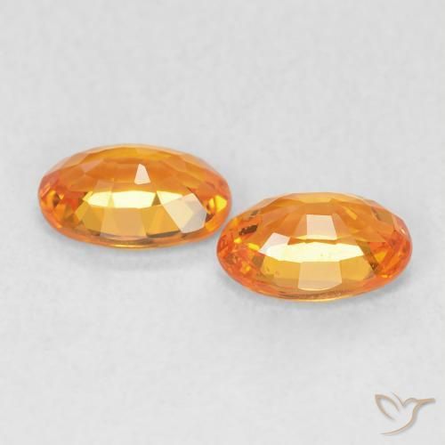 Gemme di Zaffiro Arancione brillante naturale da 1.21 ct, Ovale, VVS-VS