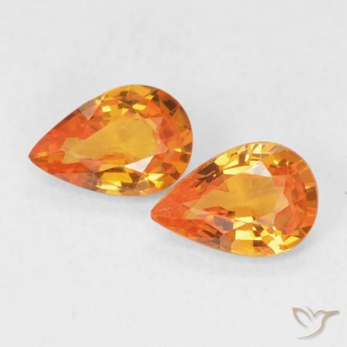 0.97ctw Naturale Arancione Ambra Zaffiro, Forma a pera, VVS-VS