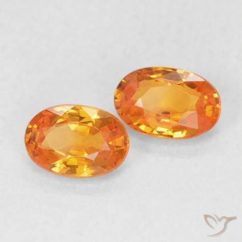 Gemme di Zaffiro Arancione rossastra naturale da 1.18 ct, Ovale, VVS-VS