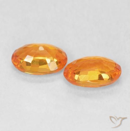 Gemme di Zaffiro Arancione rossastra naturale da 1.18 ct, Ovale, VVS-VS