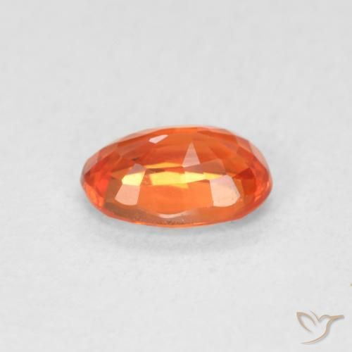 Zaffiro Arancia Fuoco naturale da 0.68 ct, Ovale, VVS-VS